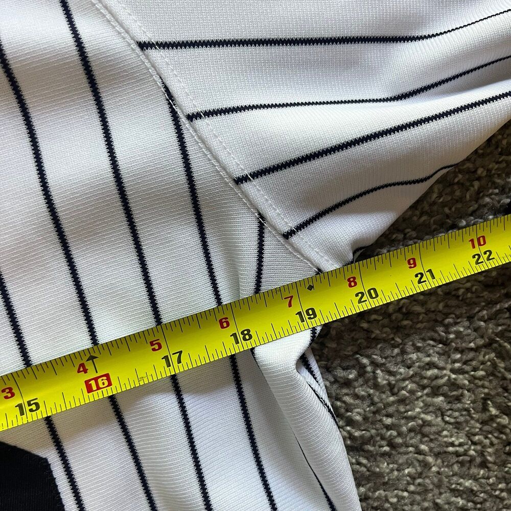 Vintage 90s Wilson New York Yankees Baseball Jersey Pinstripe White Black Sz 36 - Picture 7 of 8
